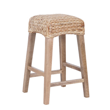 Maui Rustic Bohemian Hyacinth/Wood Backless Counter Stool